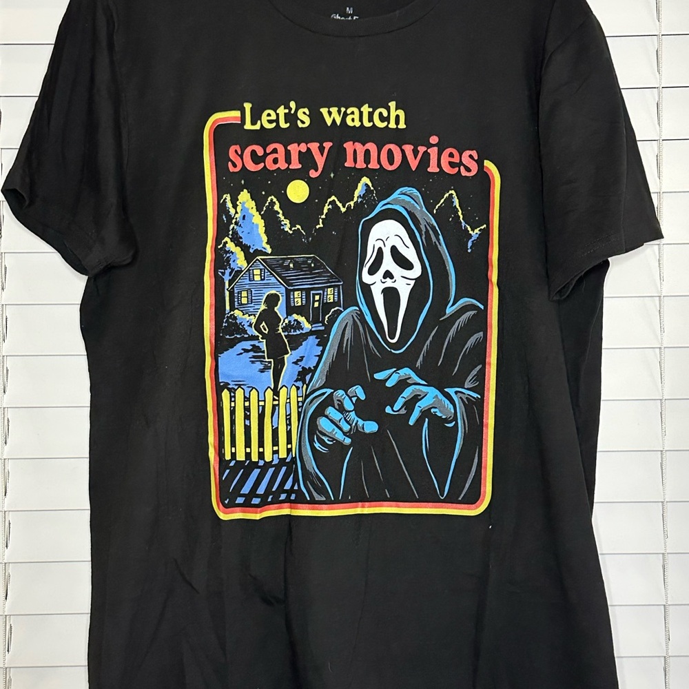 Black Graphic Tee - Let's Watch Scary Movies
